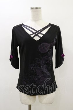 画像1: Qutie Frash / クロスインナートップス  黒×紫 H-26-03-01-009-QU-TO-KB-ZH