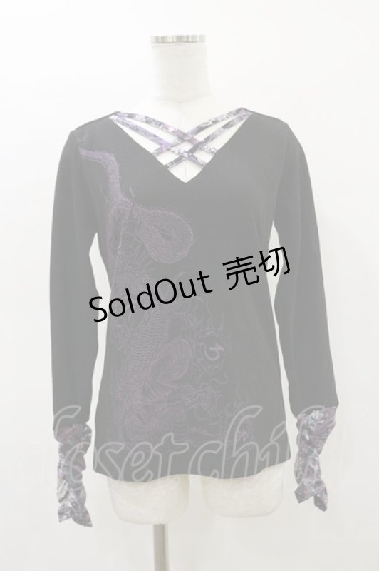 画像1: Qutie Frash / クロスインナーT  黒×紫 H-26-03-01-010-QU-TO-KB-ZH (1)