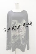 NieR Clothing / プリントLONG CUTSEW  黒 H-26-03-01-013-PU-TO-KB-ZH