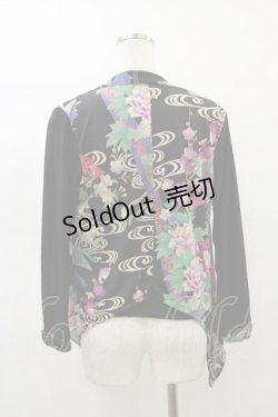 画像2: Qutie Frash / 和柄ベアトップ＆カーディガン  黒 H-26-03-01-002-QU-TO-KB-ZH