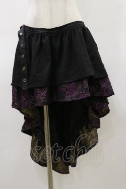 画像1: Qutie Frash / フリルラップスカート  黒×紫 H-26-03-01-017-QU-SK-KB-ZH