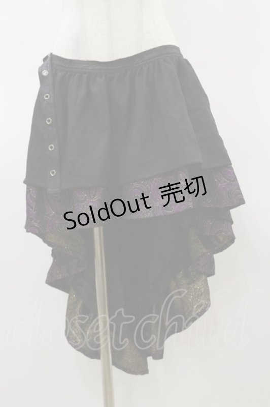 画像1: Qutie Frash / フリルラップスカート  黒×紫 H-26-03-01-017-QU-SK-KB-ZH (1)