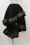 Qutie Frash / ジャガードフリル3段フリルスカート  黒×カーキ H-26-03-01-018-QU-SK-KB-ZH