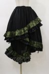 画像1: Qutie Frash / ジャガードフリル3段フリルスカート  黒×カーキ H-26-03-01-018-QU-SK-KB-ZH (1)