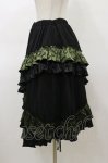画像3: Qutie Frash / ジャガードフリル3段フリルスカート  黒×カーキ H-26-03-01-018-QU-SK-KB-ZH (3)