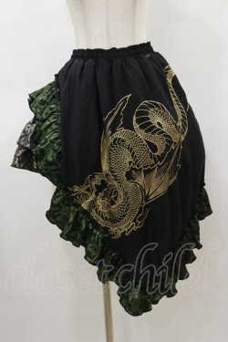 画像1: Qutie Frash / 3Wayフリルスカート  黒×カーキ H-26-03-01-020-QU-SK-KB-ZH