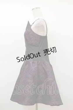 画像3: Qutie Frash / ジャガードサーキュラーワンピース  黒×紫 H-26-03-01-024-QU-OP-KB-ZH