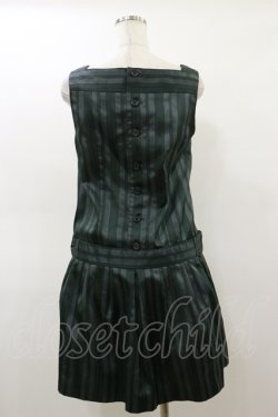 画像2: Jane Marple / レジメンタルストライプローウエストジャンパースカート M グリーン H-26-03-01-025-JM-OP-KB-ZH