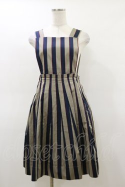 画像1: Jane Marple / Regimental stripeのジャンパースカート  グレー×ネイビー H-26-03-01-026-JM-OP-KB-ZH