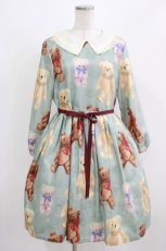 画像1: Leur Getter / Teddy Friends袖付きワンピース トールサイズ(L) ミント H-26-03-02-001-LU-OP-KB-ZH (1)