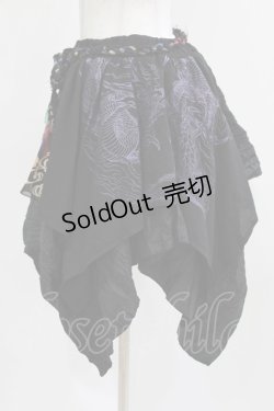 画像2: Qutie Frash / 和柄イレギュラースカート  黒 H-26-03-02-024-QU-SK-KB-ZH