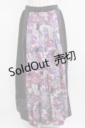 Qutie Frash / 和柄袴ロングスカート  黒×紫 H-26-03-02-025-QU-SK-KB-ZH