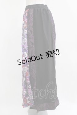 画像2: Qutie Frash / 和柄袴ロングスカート  黒×紫 H-26-03-02-025-QU-SK-KB-ZH