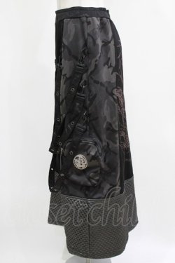 画像2: Qutie Frash / ミリタリーロングスカート  黒 H-26-03-02-029-QU-SK-KB-ZH