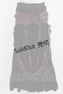 画像1: Qutie Frash / ミリタリーロングスカート  黒×赤 H-26-03-02-031-QU-SK-KB-ZH