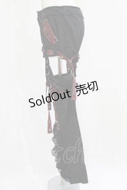 画像2: Qutie Frash / レッグカバー付パンツ  黒×赤 H-26-03-02-033-QU-PA-KB-ZH