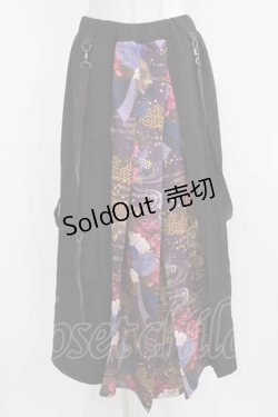 画像1: Qutie Frash / インナーパンツ付スリットスカート  黒×紫 H-26-03-02-035-QU-SK-KB-ZH