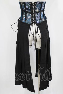 画像3: Qutie Frash / 和柄袴コルセット  黒×青 H-26-03-02-041-QU-TO-KB-ZH