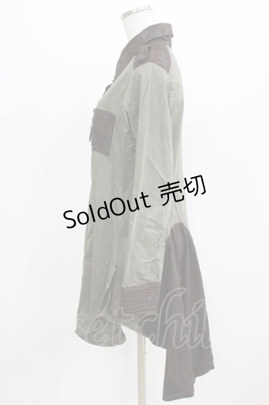 画像2: Qutie Frash / ミリタリーシャツワンピース L カーキ H-26-03-02-043-QU-OP-KB-ZH (2)