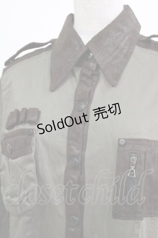 画像4: Qutie Frash / ミリタリーシャツワンピース L カーキ H-26-03-02-043-QU-OP-KB-ZH (4)