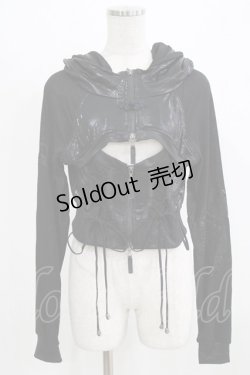 画像1: Qutie Frash / レイヤード風切替パーカー  黒 H-26-03-02-045-QU-TO-KB-ZH