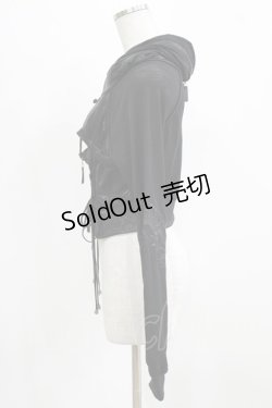 画像2: Qutie Frash / レイヤード風切替パーカー  黒 H-26-03-02-045-QU-TO-KB-ZH