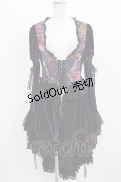 画像1: Qutie Frash / ベロア切替オーバーワンピース  パープル H-26-03-02-048-QU-OP-KB-ZH