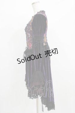 画像2: Qutie Frash / ベロア切替オーバーワンピース  パープル H-26-03-02-048-QU-OP-KB-ZH