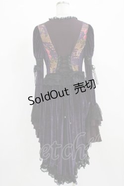 画像3: Qutie Frash / ベロア切替オーバーワンピース  パープル H-26-03-02-048-QU-OP-KB-ZH