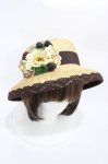 画像1: Innocent World / コサージュ付カサブランカハット Mサイズ(頭周囲約57cm:帽子の内側についている面テープでサイズが調節できます。) ショコラ×生成/Chocolat×Beige H-26-03-02-1001-IW-AC-NS-ZH (1)