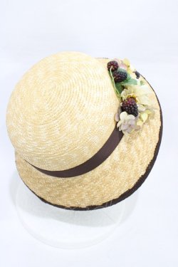 画像2: Innocent World / コサージュ付カサブランカハット Mサイズ(頭周囲約57cm:帽子の内側についている面テープでサイズが調節できます。) ショコラ×生成/Chocolat×Beige H-26-03-02-1001-IW-AC-NS-ZH