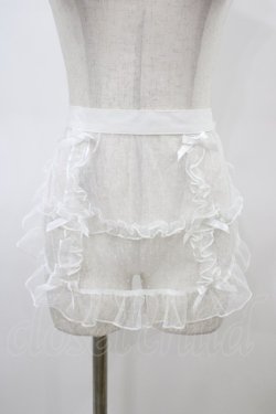 画像1: axes femme kawaii / ドットチュールハーフエプロン M 白 H-26-03-02-1017-AX-ZA-NS-ZH