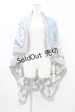 画像1: PINK HOUSE / パッチワーク花柄ストール  ブルー H-26-03-02-1018-LO-ZA-NS-ZH