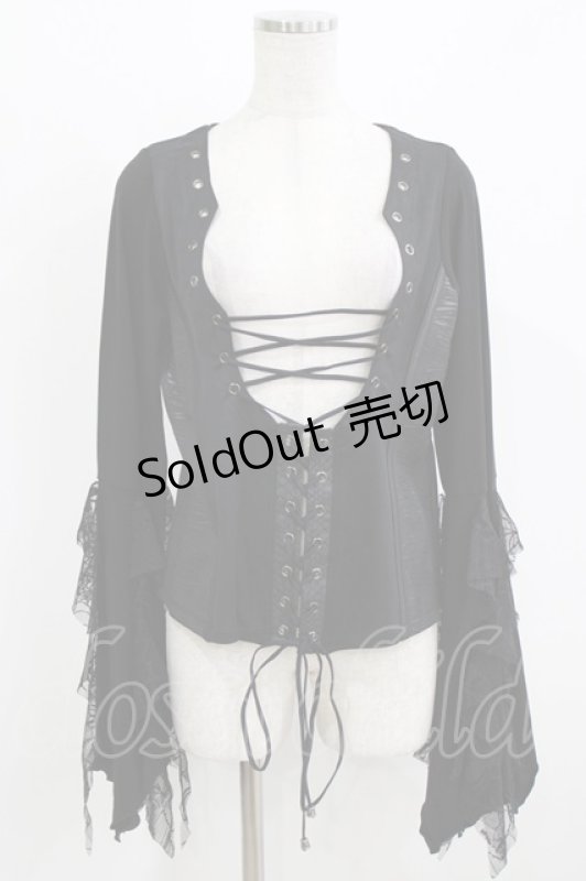 画像1: Qutie Frash / 姫袖カーディガン  黒 H-26-03-02-052-QU-TO-KB-ZH (1)