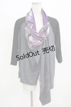 画像1: Qutie Frash / 和柄切替カットソーカーデ  グレー H-26-03-02-053-QU-TO-KB-ZH