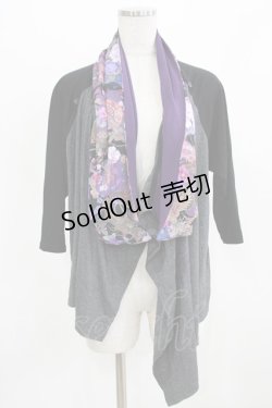 画像4: Qutie Frash / 和柄切替カットソーカーデ  グレー H-26-03-02-053-QU-TO-KB-ZH