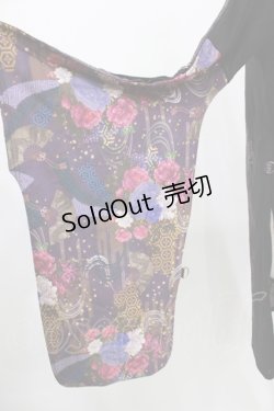 画像4: Qutie Frash / ダブルベルト着物カーデ  黒×紫 H-26-03-02-054-QU-TO-KB-ZH