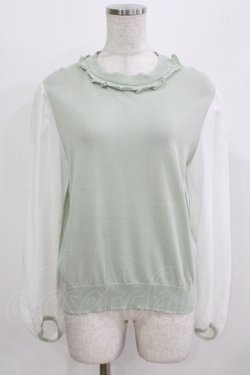 画像1: Jane Marple / シアースリーブプルオーバー  ミント×オフ H-26-03-02-064-JM-TO-KB-ZH