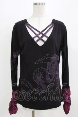 画像1: Qutie Frash / クロスインナーT  黒×紫 H-26-03-02-066-QU-TO-KB-ZH