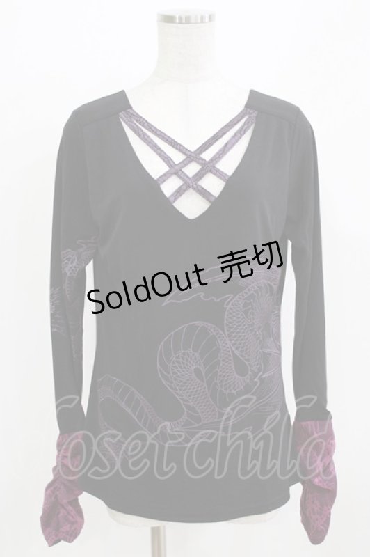 画像1: Qutie Frash / クロスインナーT  黒×紫 H-26-03-02-066-QU-TO-KB-ZH (1)