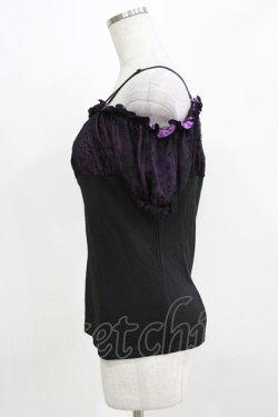 画像2: Qutie Frash / クモメッシュパフT  黒×紫 H-26-03-02-067-QU-TO-KB-ZH