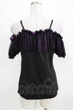 画像3: Qutie Frash / クモメッシュパフT  黒×紫 H-26-03-02-067-QU-TO-KB-ZH