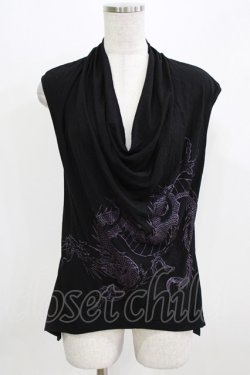 画像1: Qutie Frash / ノースリーブカットソー  黒 H-26-03-02-076-QU-TO-KB-ZH