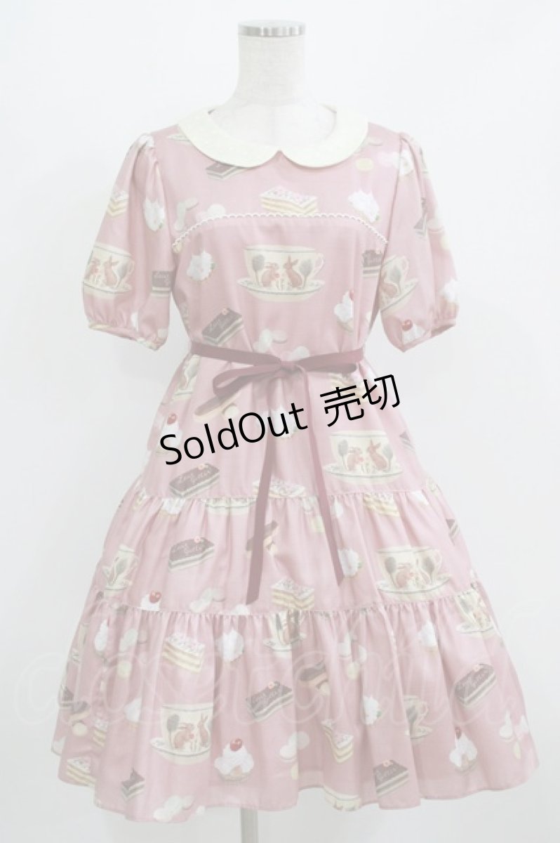画像1: Leur Getter / Rabbit Tea cup袖付ワンピース M ピンク H-26-03-02-002-LU-OP-KB-ZH (1)