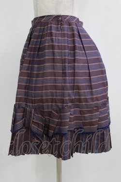 画像2: Jane Marple / ヴィンテージストライプのリボンスカート M ワイン H-26-03-02-015-JM-SK-KB-ZH