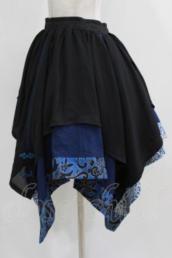 画像2: Qutie Frash / チャイナアシメスカート  黒×青 H-26-03-02-016-QU-SK-KB-ZH