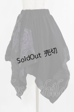 画像2: Qutie Frash / 和柄ミニスカート  黒 H-26-03-02-018-QU-SK-KB-ZH