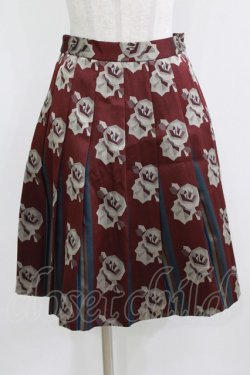 画像1: Jane Marple Dans Le Salon / ローズジャガードタックスカート  ボルドー H-26-03-02-021-JM-SK-KB-ZH