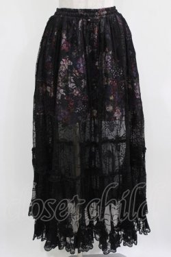 画像1: Qutie Frash / メッシュロングスカート  黒×紫系 H-26-03-02-023-QU-SK-KB-ZH