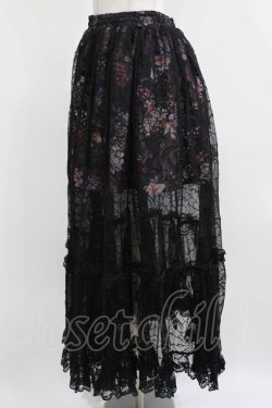 画像2: Qutie Frash / メッシュロングスカート  黒×紫系 H-26-03-02-023-QU-SK-KB-ZH